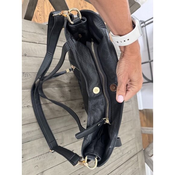 L. CREDI LARGE BLACK SHOULDER BAG - Picture 7 of 9